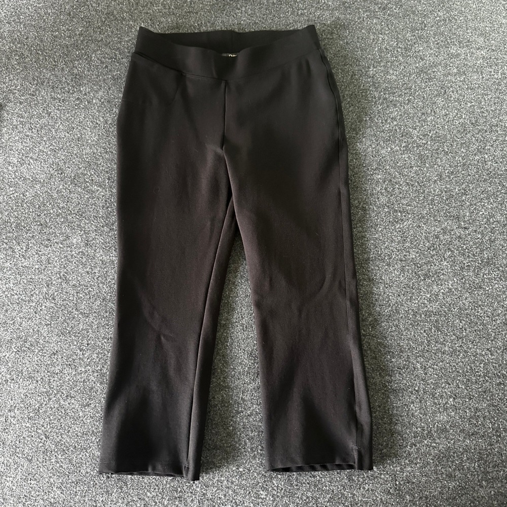 Quince Ultra-Stretch Ponte Straight Leg Pants Black Womens‎ Size M Cropped Slit